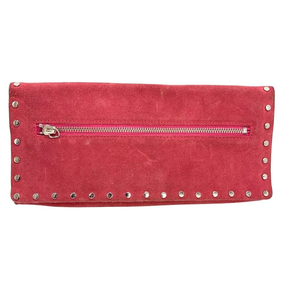 Banana Republic Womens Suede Pink Clutch Purse Studded Small Leather Bag